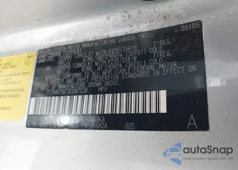 2005 Lexus Rx 330 z USA, uszkodzony, nr VIN 2T2HA31U75C087228